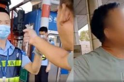 高速收费口生吃带鱼司机发声