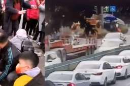 奔驰冲上安全岛撞倒4名小学生