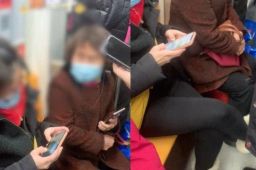 女子地铁上跷二郎腿大妈提醒遭怼