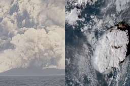 汤加海底火山再次大喷发