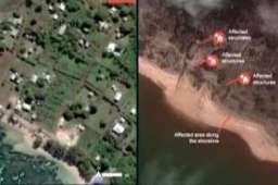 汤加火山爆发前后对比图曝光