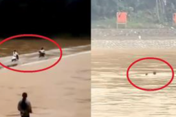 两女生强行过漫水桥 双双落入洪水