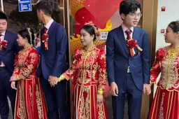 3胞胎姐妹同日出嫁场面轰动
