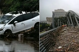 实拍洪水退后的北京门头沟城区