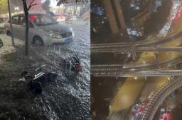 深圳暴雨持续 水库凌晨泄洪