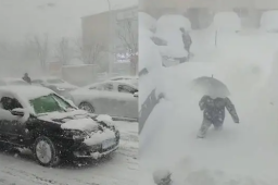 烟台的雪一脚踩进去能没到膝盖